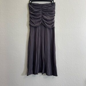 Ruched Strapless Midi Dress - Dark Gray